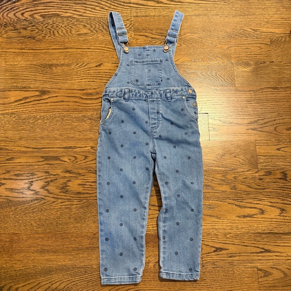 Zara Other - Zara Kids Blue Denim Overalls with Polka Dots